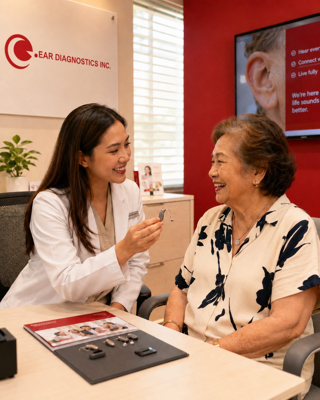 Audiologist consulting with a patient